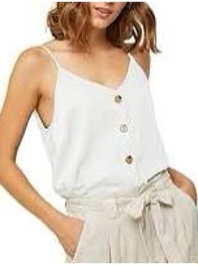 Abercrombie & Fitch White Button-Front Spaghetti Strap Tank